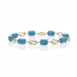 Pulsera oro 18kl Turquesa y Jaula